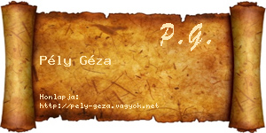 Pély Géza névjegykártya